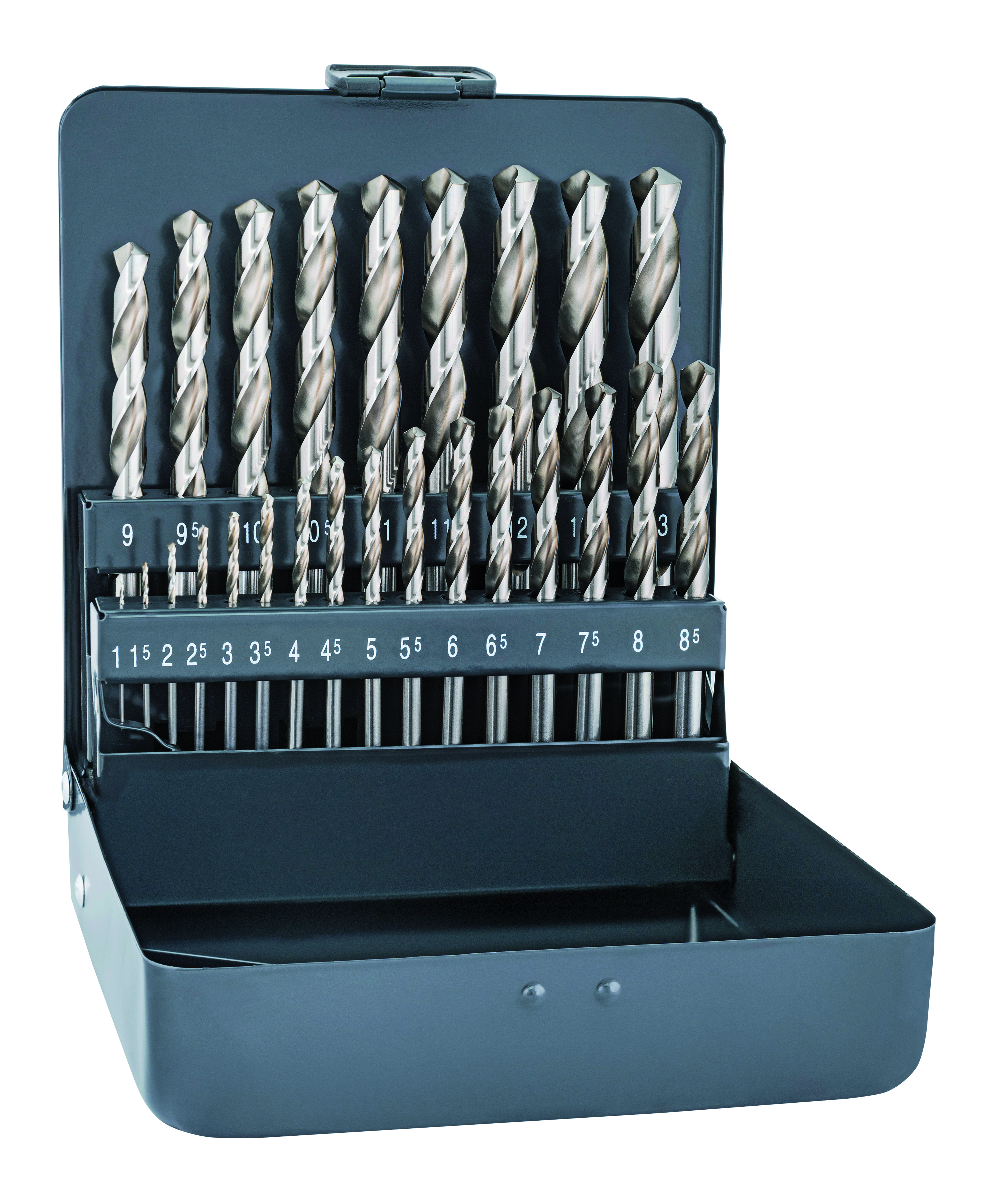 0000100321100 Spiraalborenset DIN 338 HSS Super – KM 25 – 0,5 mm oplopend – Ø 1,0-13 mm – 25-delig – Cassette