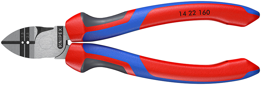 1422160 KNIPEX 14 22 160 Afstrip-zijsnijtang met comfortgrepen zwart geatramenteerd 160 mm