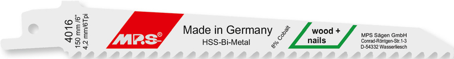 4016-100 Reciprozaagblad BiM – Hout en spijkers – S611DF; S611VF – T4,2 x 150 mm – 100 stuks
