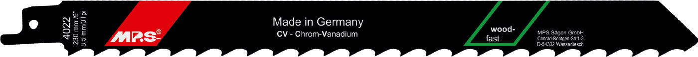4022-100 Reciprozaagblad CV – Hout – S 1111 K  – T8,5 x 230 mm – 100 stuks