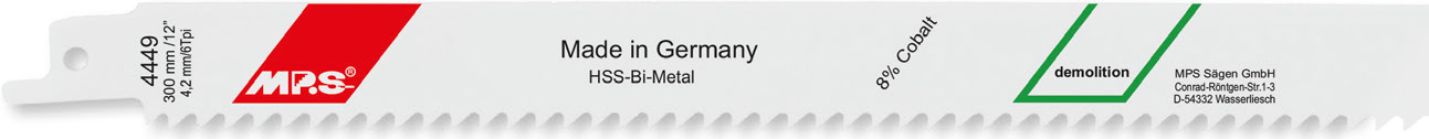 4449-5 Reciprozaagblad BiM – Demolition – S 1210 VF – T4,2 x 300 mm – 5 stuks