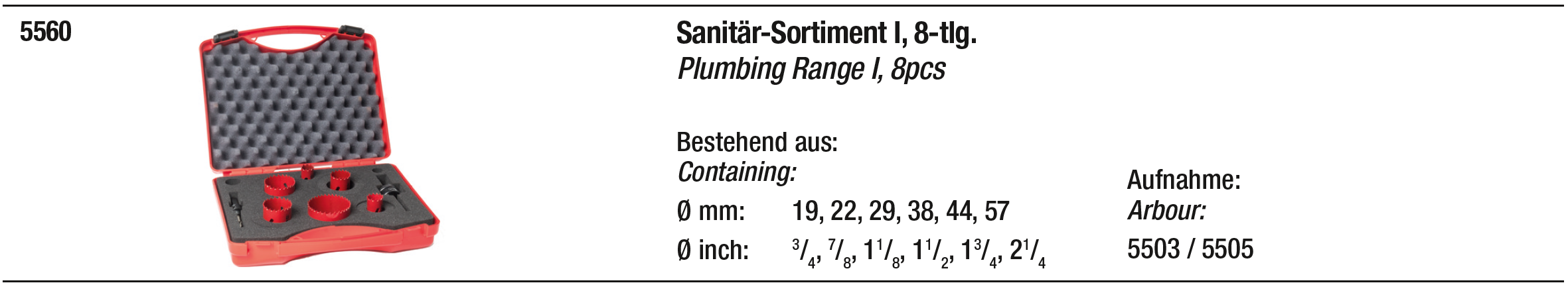 5501 Gatzaaghouder – Ø 6,4 mm – 14-30 mm