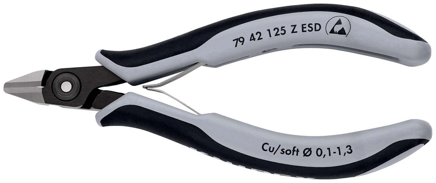 7942125ZESD Precisie elektronica-zijsnijtang ESD met meer-componenten grepen gebruineerd 125 mm