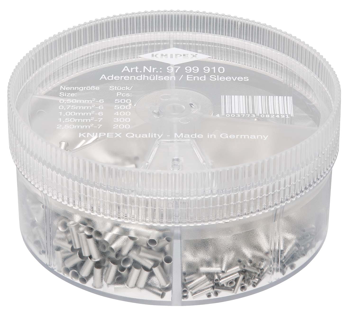 9799910 Assortimentsboxen met afgestripte adereindhulzen 5-delig