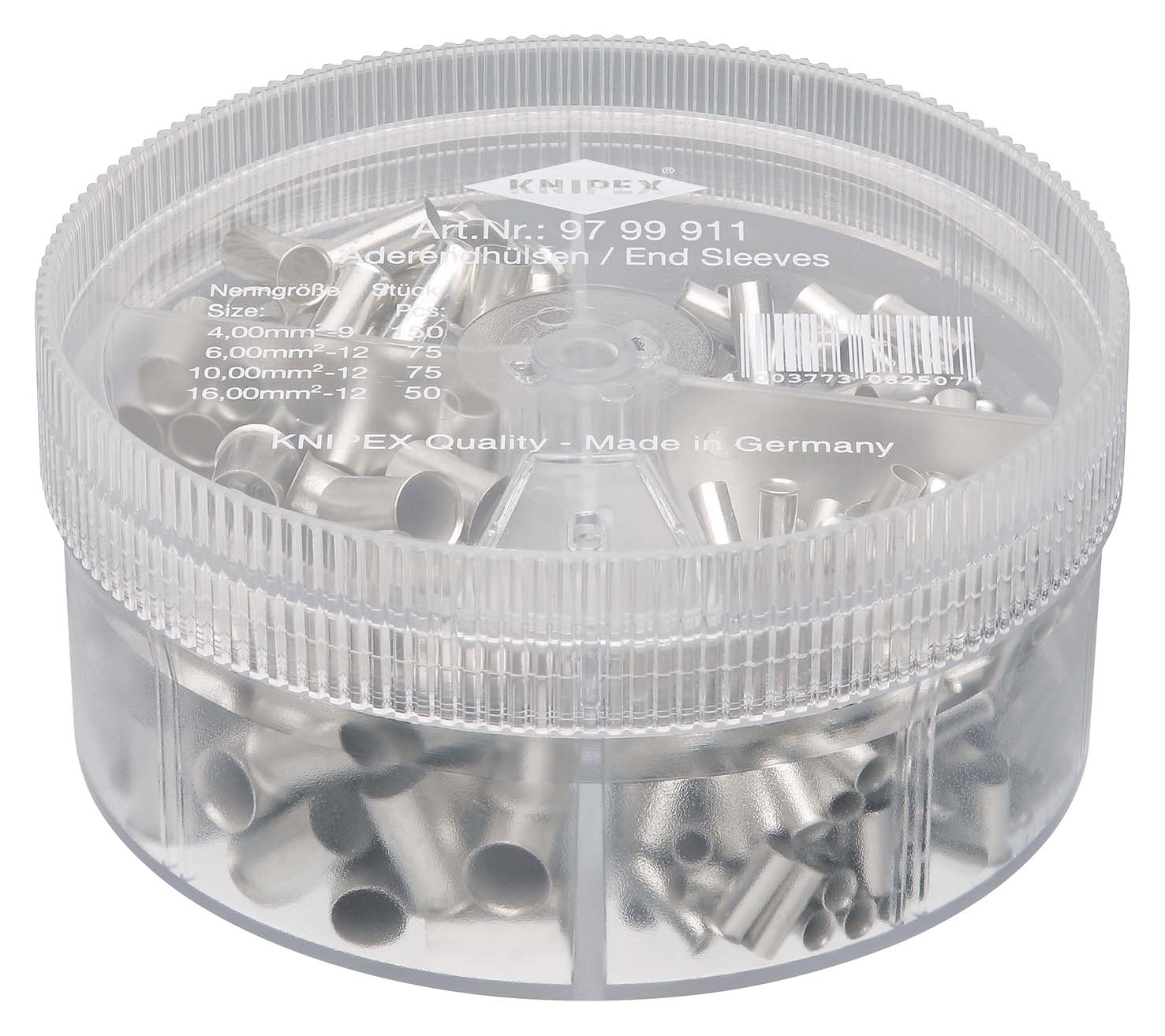 9799911 Assortimentsboxen met afgestripte adereindhulzen