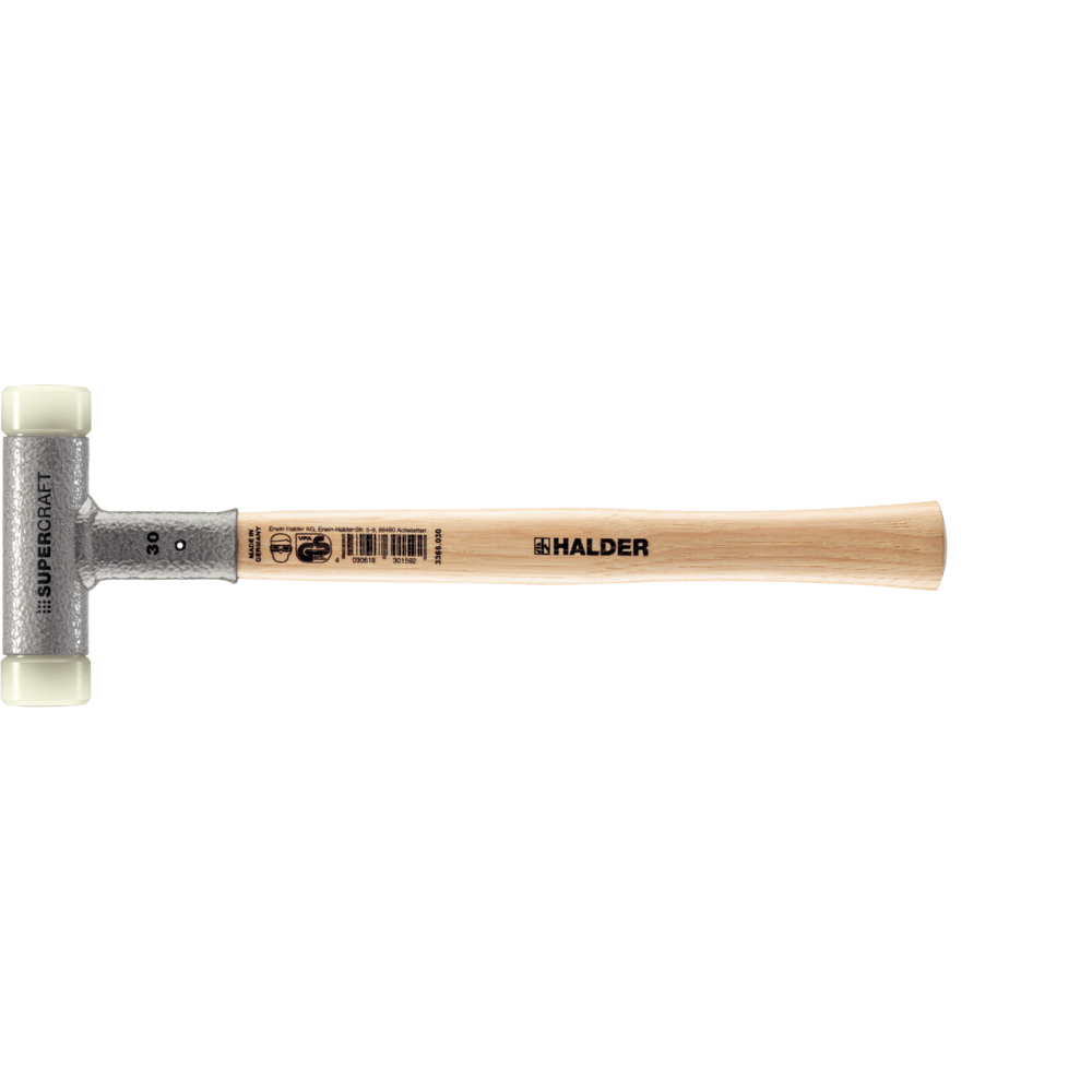 3366030 Hamer terugslagvrij, hickory. Nylon Ø 30 mm