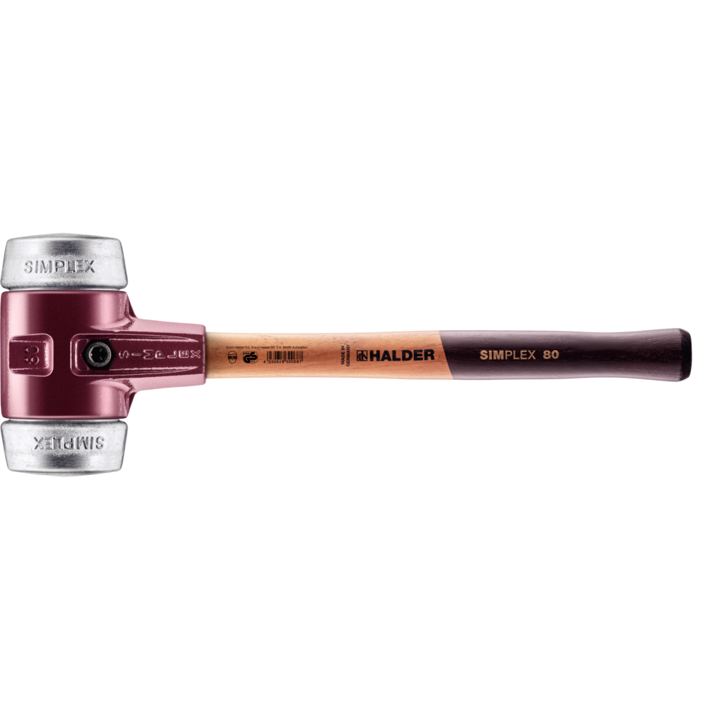 3009080 Hamer SIMPLEX metaal, houten steel Ø 80 mm