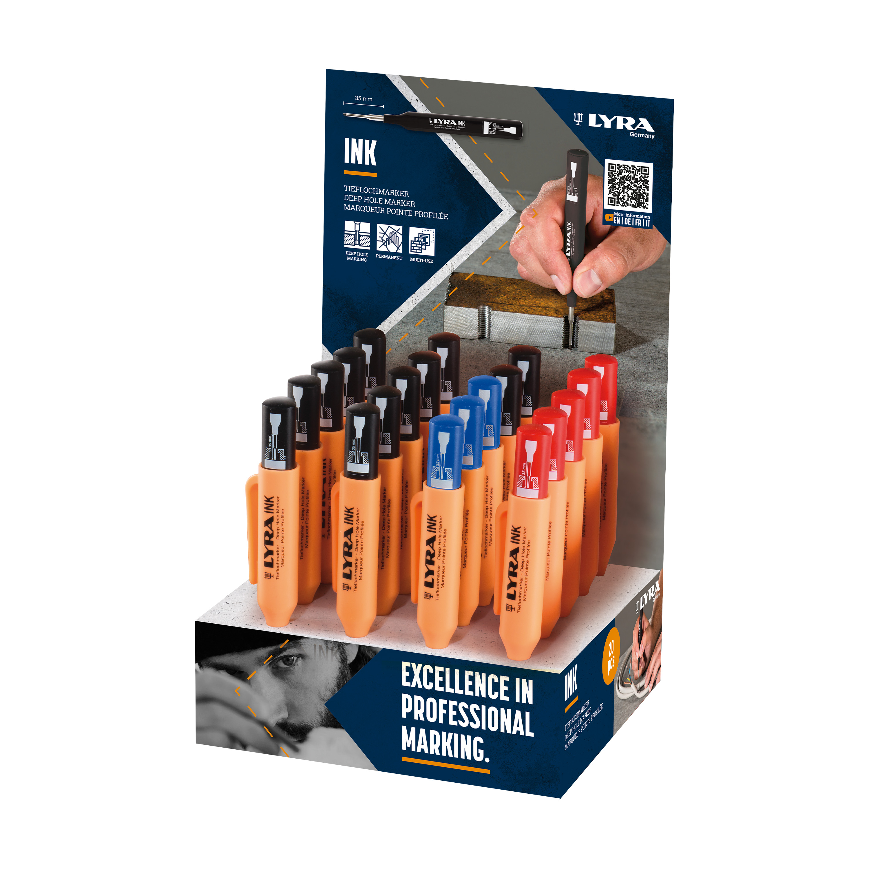 4487001 Display LYRA INK 12xZwart/5xRood/3xBlauw